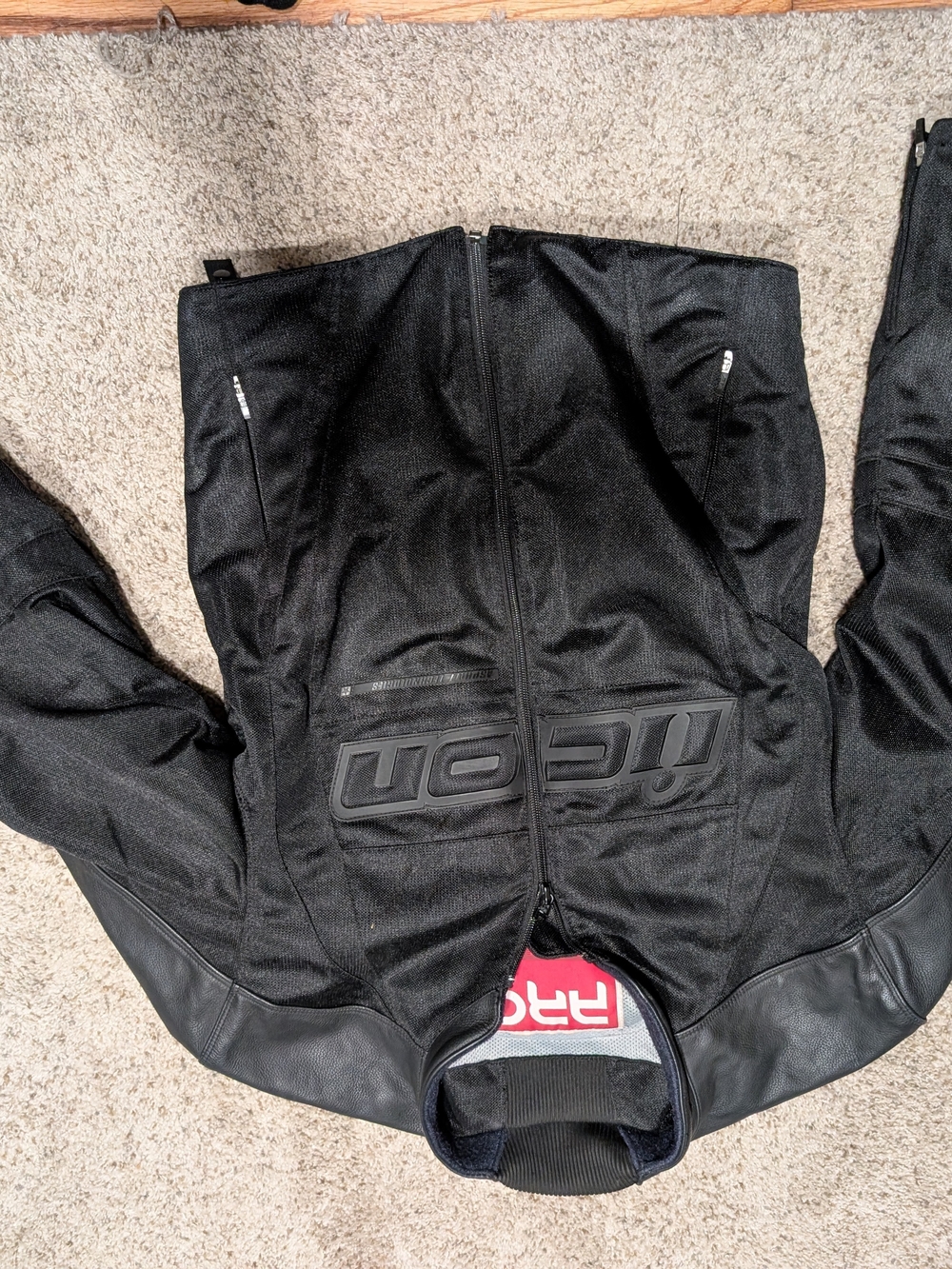 Icon Overlord 3 Black Motorcycle Jacket with Embossed Logo